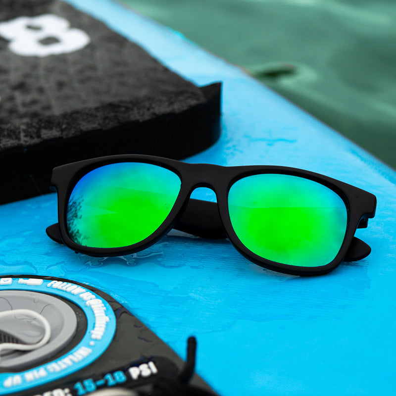 Floating Black Sunglasses with Green/Blue Lens