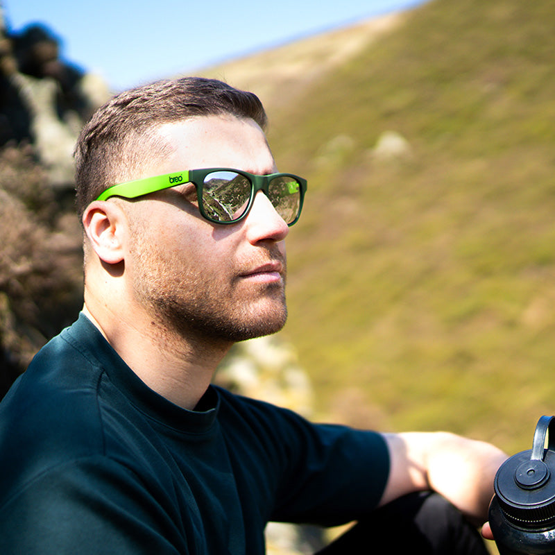 Uptones Green Sunglasses with Mirror Black Lens