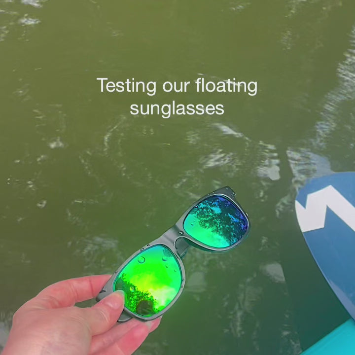 Floating Black Sunglasses with Green/Blue Lens