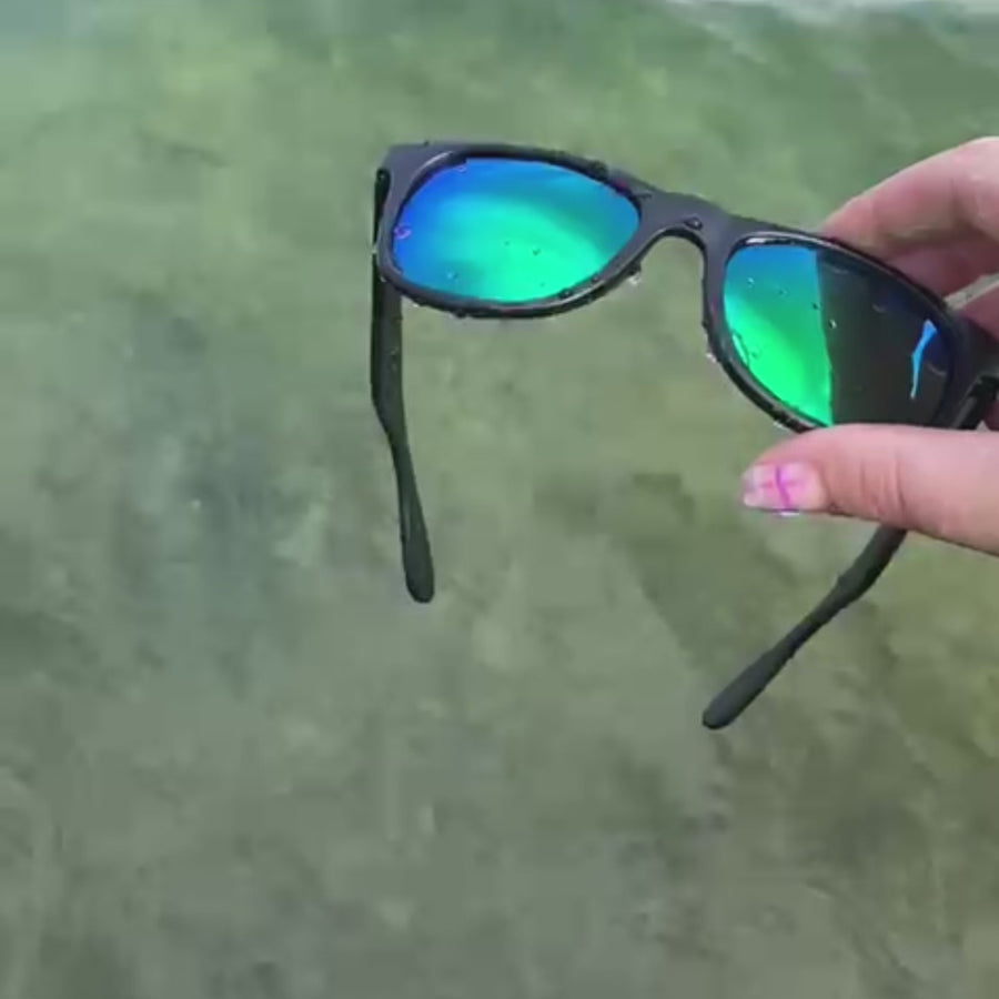 Floating Black Sunglasses with Orange/Yellow Lens