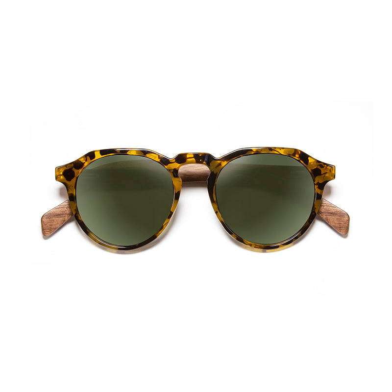 Rio Tortoise Sunglasses with Green Tint Lens