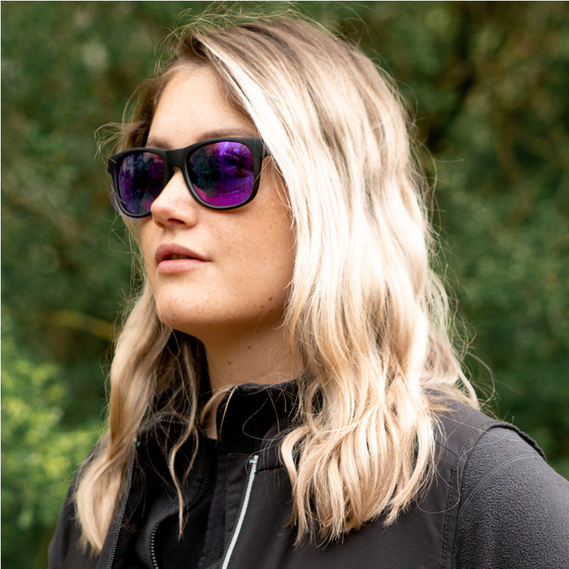 Uptones Black Sunglasses with Mirror Purple Lens