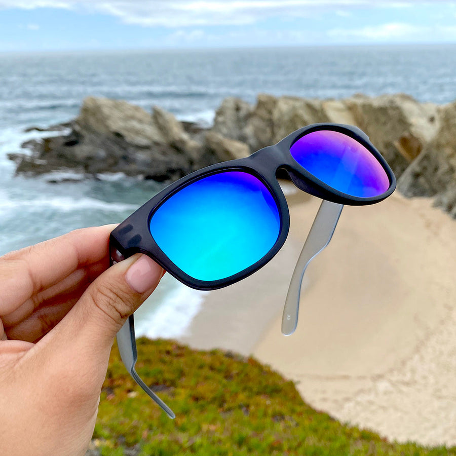 Uptones Grey & Clear Sunglasses with Mirror Blue Lens